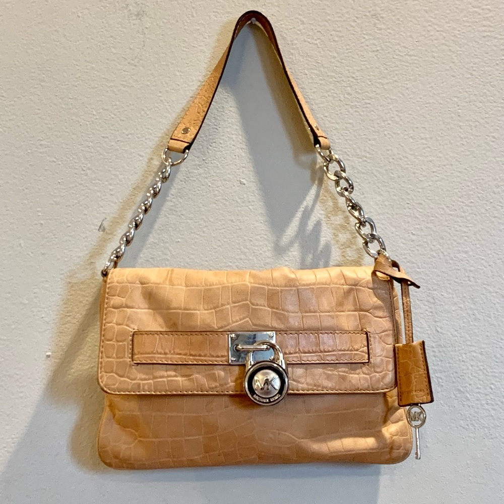 MICHAEL KORS Croc Embossed Leather Shoulder bag